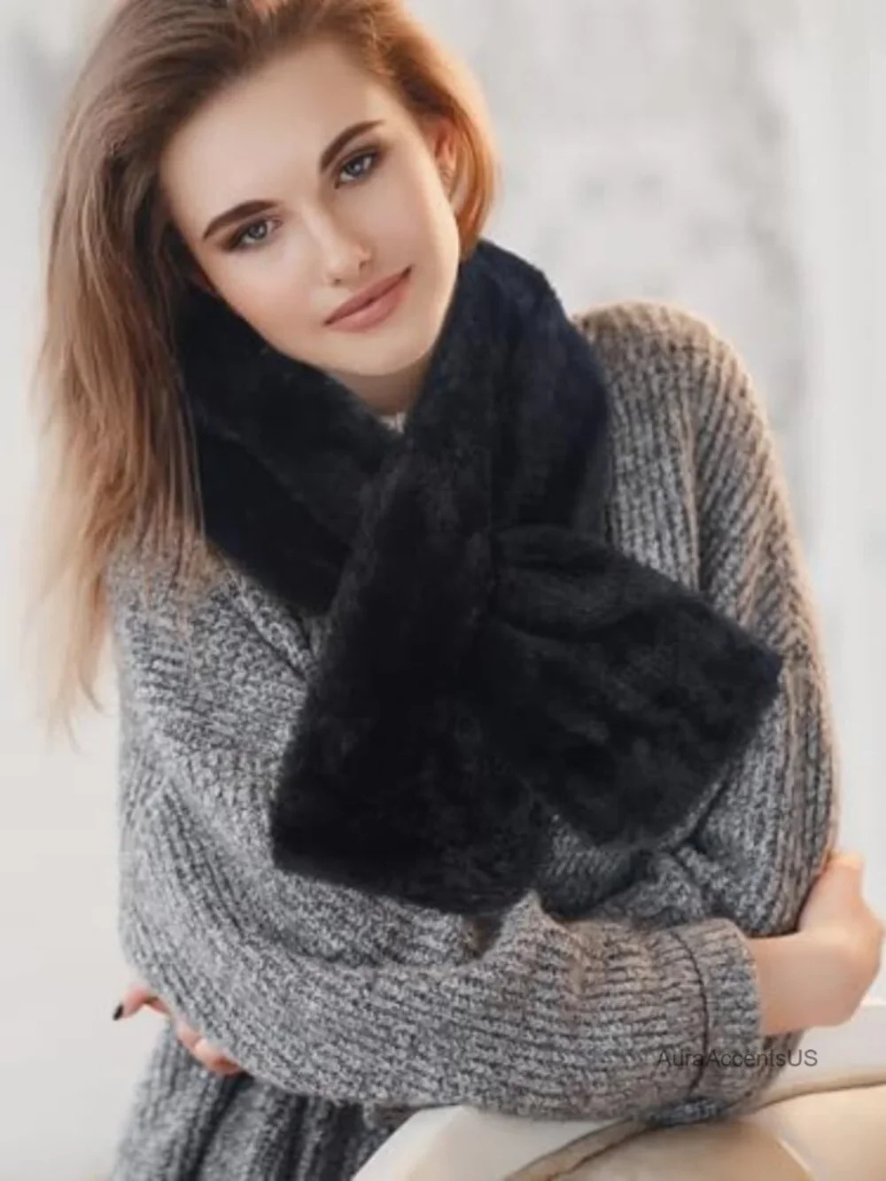 3 Pack Faux Fur Winter Wrap Scarf for Women Warm Cozy Solid Color Snood